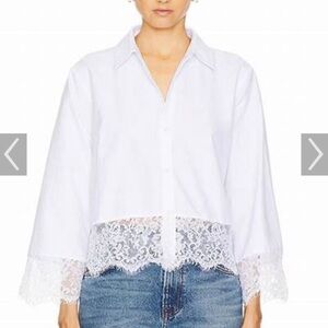 L'AGENCE White Blouse with Lace Hem